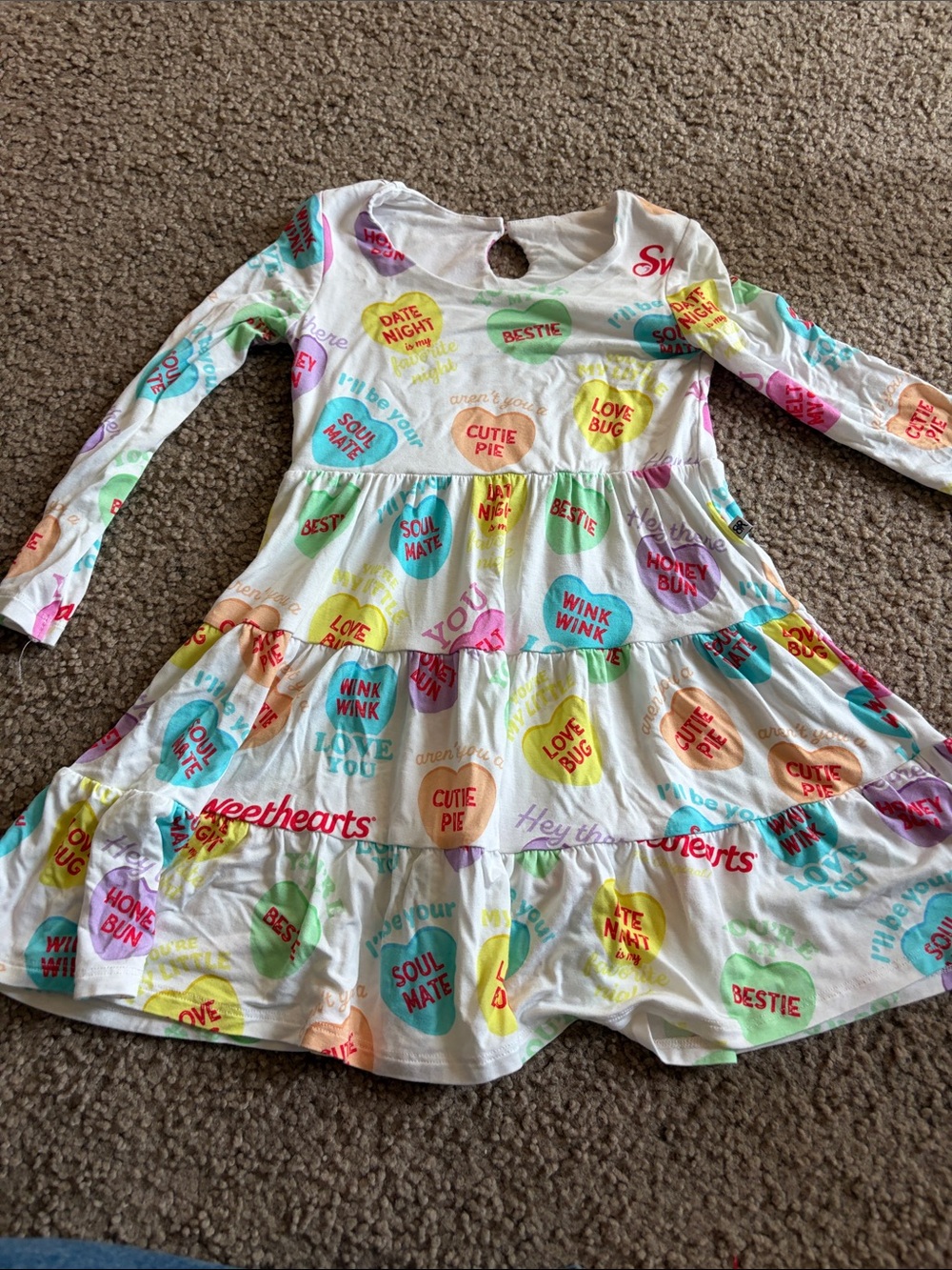 B73 Bums and Roses 3t Bamboo 'Sweethearts' Conversation Heart Tiered Dress